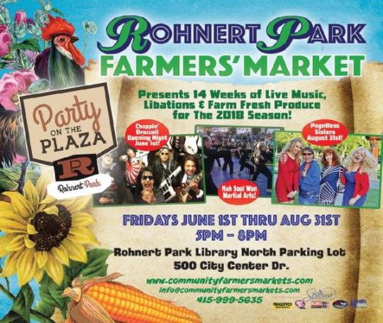 Rohnert Park Farmers Market, Fridyas June 1st thru august 31st, rohnert park library north parking lot 500 city center dr.