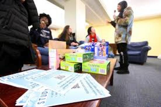 Students building study break kits