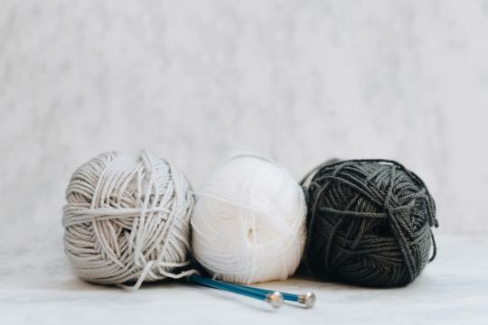 three skeins of yarn