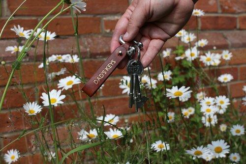 brown leather key chain