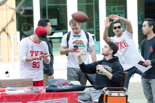 SSU fraternity tabling and playing