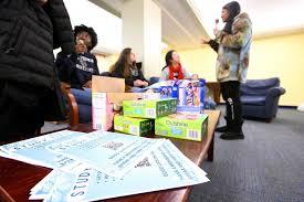 Students building study break kits