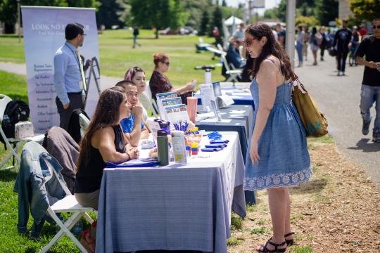 students tabling