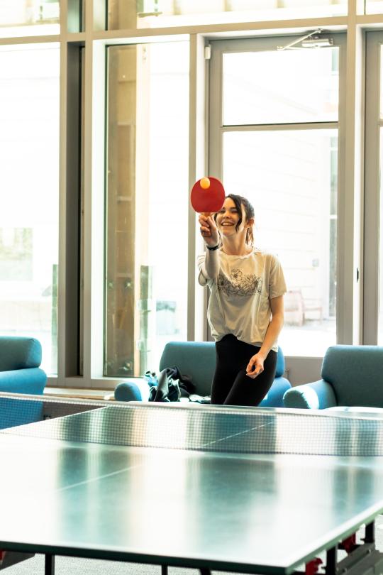 Girl playing ping pong