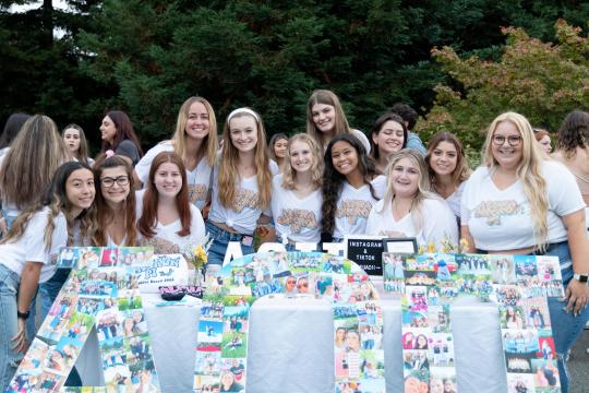 a group of students tabling for their sorority